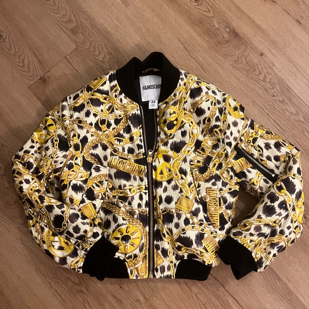Moschino Gold Chain Bomber Jacket